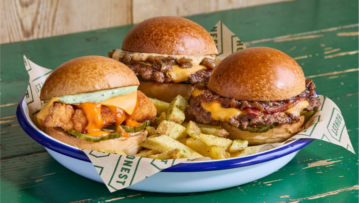Honest mighties slider trio on plate